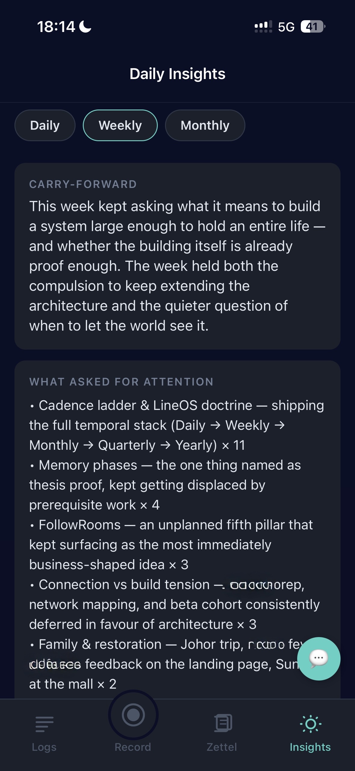 A weekly insight &mdash; patterns gathered across the week